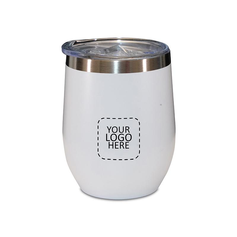 Vaccuam Insulated Coffee Mug With Clear Lid And Anti Slip Base White